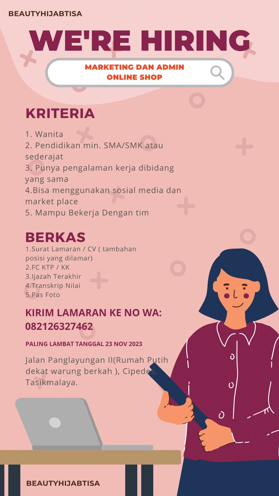 Deadline-23-November-2023-Lowongan-Kerja-Beauty-Hijab-Tisa-Tasikmalaya