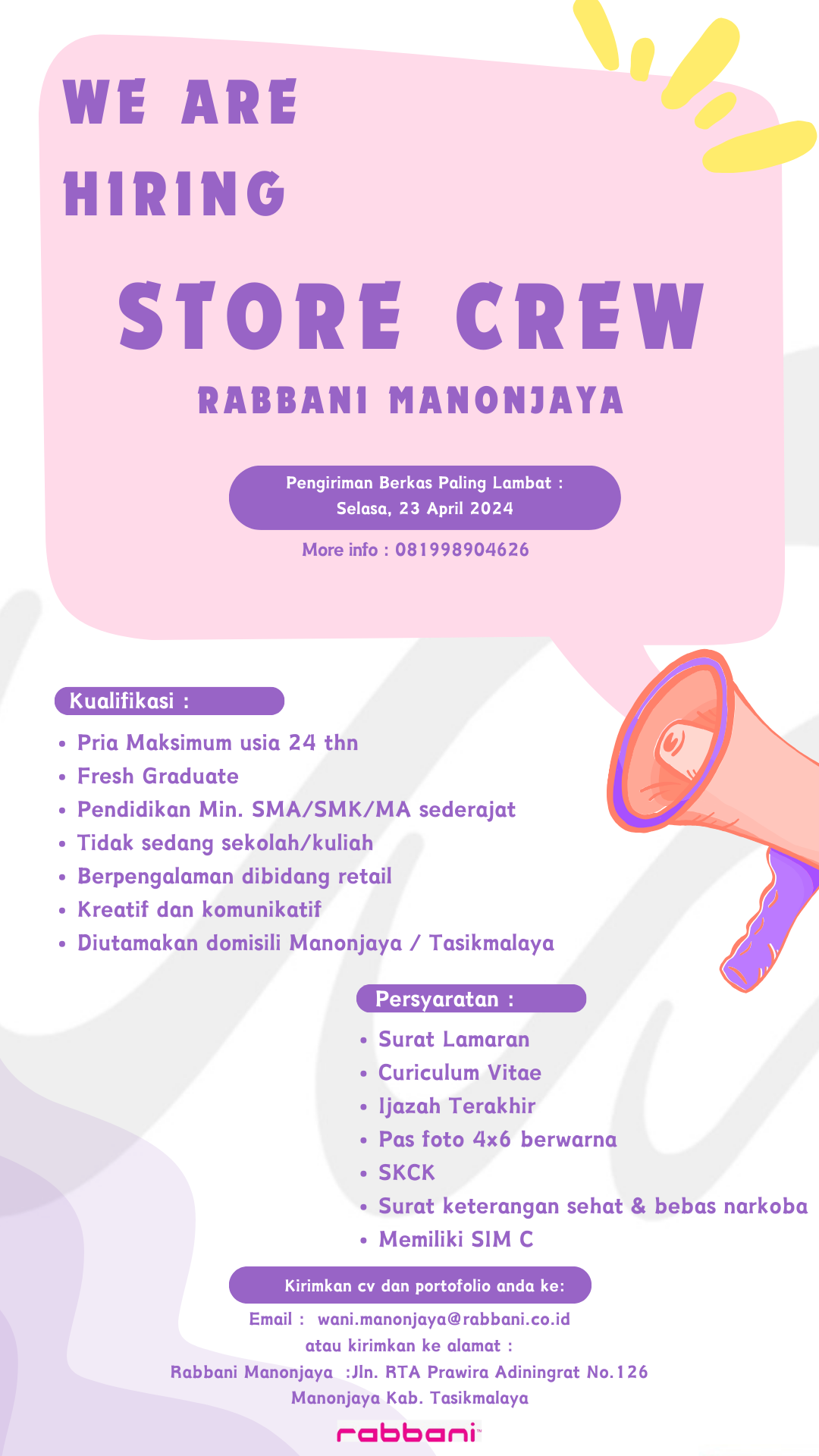 Lowongan-Kerja-di-Rabbani-Tasikmalaya-Deadline-23-April-2024-Minimal-SMASMKMA-Sederajat