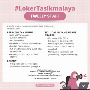 Lowongan Kerja Tweely For Bag Penempatan Tasikmalaya
