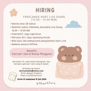 Lowongan Kerja Freelance Host Live Penempatan Tasikmalaya