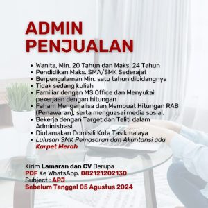 Deadline 05 Agustus 2024! Lowongan Kerja Dena Modern Curtain Penempatan Tasikmalaya