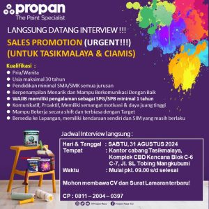 Dibutuhkan Segera! Lowongan Kerja Propan Raya Tasikmalaya, Minimal SMA/SMK Semua Jurusan