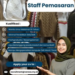 Fresh Graduate Merapat! Lowongan Kerja di Veresa Tasikmalaya Minimal Pendidikan SMA/SMK