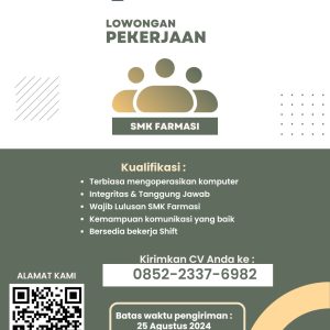 Lowongan Kerja Apotek Wisaka Tasikmalaya Untuk Lulusan SMK : Deadline 25 Agustus 2024