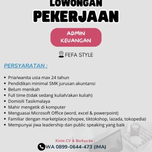 Lowongan Kerja Fefa Style Tasikmalaya Pendidikan Minimal SMK