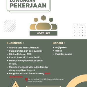 Lowongan Kerja Host Live Streaming Penempatan Tasikmalaya : Minimal Lulusan SMA