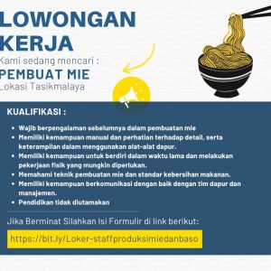 Lowongan Kerja PT. Inovasi Kuliner Indonesia Penempatan Tasikmalaya