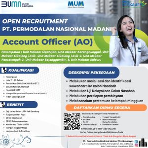 Lowongan Kerja PT. Permodalan Nasional Madani Penempatan Tasikmalaya : Pendidikan SMA/SMK Sederajat