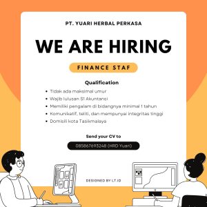 Lowongan Kerja PT. Yuari Herbal Perkasa Penempatan Tasikmalaya