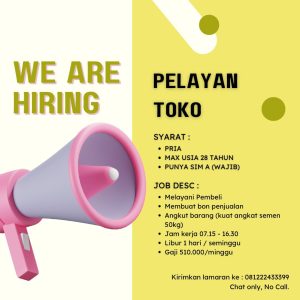 Lowongan Kerja Pelayan Toko Penempatan di Tasikmalaya : Selengkapnya Hubungi Nomor Tertera!
