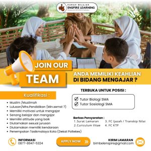 Lowongan Kerja Rumah Belajar Enspire Learning Penempatan Tasikmalaya