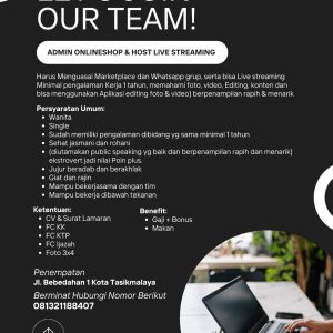 Lowongan Kerja Sebagai Admin Onlineshop Untuk Penempatan di Tasikmalaya : Selengkapnya disini!