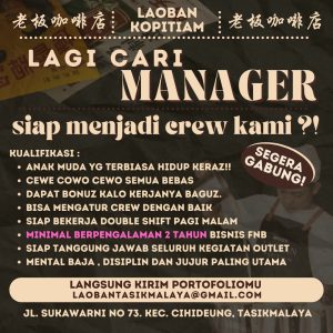Lowongan Kerja di Laoban Kopitiam Tasikmalaya, Ada 2 Posisi Menarik! Cek Selengkapnya disini!