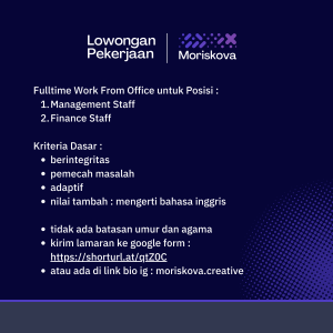 Moriskova Buka 2 Posisi Lowongan Kerja Untuk Penempatan di Tasikmalaya : Simak Persyaratannya disini!