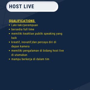 Ada 2 Posisi Lowongan Kerja Sebagai Host Live dan Content Creator Penempatan Tasikmalaya