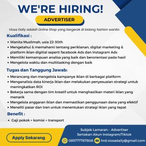 Ada 3 Posisi Lowongan Kerja di Viosa Daily Tasikmalaya, Cek Persyaratannya disini!