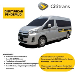 Cititrans Buka Lowongan Kerja Untuk Lulusan Minimal SMP, Maksimal Umur 55 Tahun