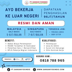 Ingin Cuan Besar? Dapatkan Gaji 96 Juta/Tahun di Luar Negeri Bersama PT. Sansan Yosindo!