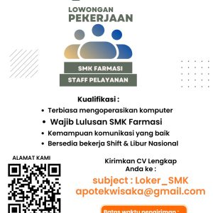 Lowongan Kerja Apotek Wisaka Tasikmalaya Terbuka Untuk Lulusan SMK, Deadline 24 September 2024