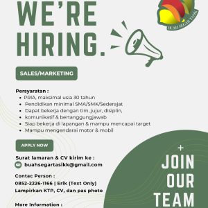 Lowongan Kerja Buah Segar Tasik, Pendidikan Minimal SMA/SMK Sederajat