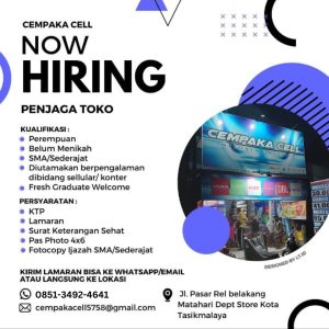 Lowongan Kerja Cempaka Cell Penempatan Tasikmalaya, Lulusan SMA/Sederajat Silahkan Daftar!