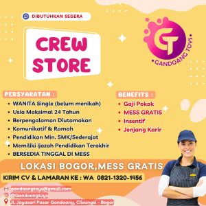 Lowongan Kerja Gandoang Toys : Pendidikan Minimal SMK/Sederajat