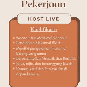 Lowongan Kerja Host Live Untuk Lulusan SMA Sederajat, Penempatan Tasikmalaya