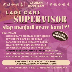 Lowongan Kerja Laoban Kopitiam Penempatan Tasikmalaya