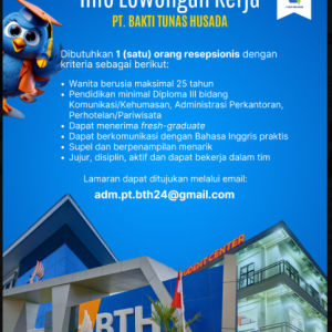 Lowongan Kerja PT. Bakti Tunas Husada Penempatan Tasikmalaya, Terbuka Untuk Lulusan Baru