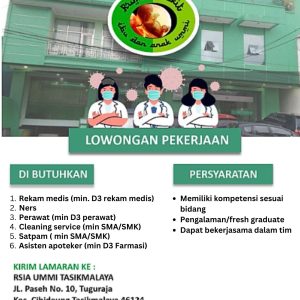 Lowongan Kerja Rumah Sakit Ibu dan Anak Ummi Tasikmalaya, Terbuka Untuk Lulusan SMA SMK Sederajat dan D3