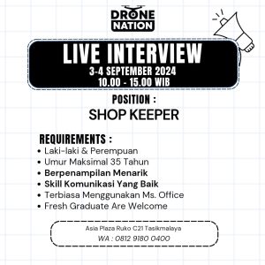 Walk In Interview! Lowongan Kerja Drone Nation Tasikmalaya, Simak Selengkapnya disini!