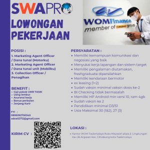 Ada 3 Posisi Lowongan Kerja di PT. WOM Finance Penempatan Tasikmalaya