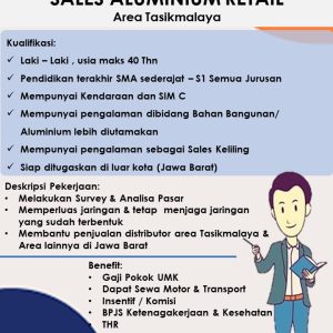 Alutama Buka Lowongan Kerja Untuk Penempatan di Area Tasikmalaya, Minimal Lulusan SMA – S1