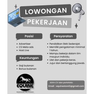 Equine Store Buka 3 Posisi Lowongan Kerja Untuk Lulusan SMA Sederajat : Penempatan Tasikmalaya