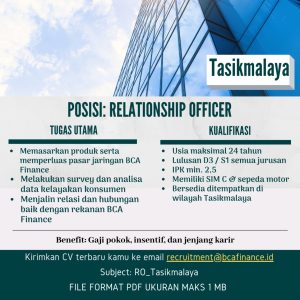 Lowongan Kerja BCA Finance Penempatan Tasikmalaya, Cek Persyaratannya disini!