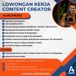 Lowongan Kerja Astrajingga Creative Penempatan Tasikmalaya, Deadline 6 Oktober 2024