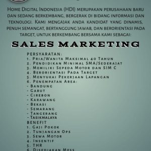 Lowongan Kerja Home Digital Indonesia Penempatan Tasikmalaya, Pendidikan Minimal SMA/Sederajat