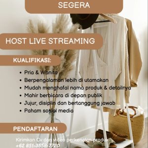 Lowongan Kerja Host Live Streaming Penempatan di Tamansari Tasikmalaya