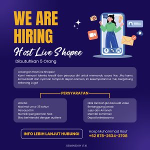 Lowongan Kerja Host Live Streaming Penempatan di Tasikmalaya