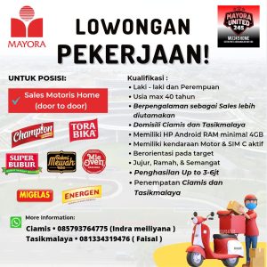 Lowongan Kerja Mayora United 245 Penempatan Tasikmalaya dan Ciamis