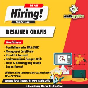 Lowongan Kerja Multi Grafika Digital Printing Tasikmalaya, Pendidikan Minimal SMA/SMK