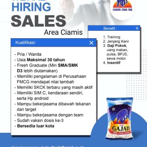 Lowongan Kerja Pandowo Utomo Food Penempatan Tasikmalaya, Minimal Lulusan SMA SMK dan D3