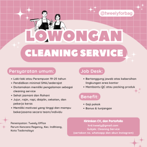 Lowongan Kerja Tweely For Bag Penempatan Tasikmalaya, Pendidikan Minimal SMA/Sederajat