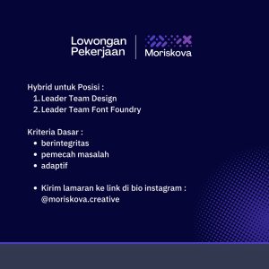 2 Posisi Tersedia! Lowongan Kerja Moriskova Creative Penempatan di Tasikmalaya