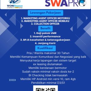 3 Posisi Tersedia! Lowongan Kerja PT WOM Finance Penempatan Cabang Tasikmalaya