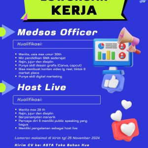 Ada 2 Posisi Lowongan Kerja di Asta Toko Bahan Kue Tasikmalaya : Deadline 25 November 2024