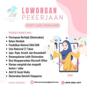 Ada 2 Posisi Lowongan Kerja di Zanypa Skincare Tasikmalaya, Pendidikan Minimal SMA/SMK