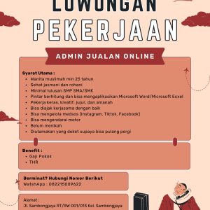 Lowongan Kerja Admin Jualan Online Penempatan Tasikmalaya, Minimal Lulusan SMP SMA/SMK