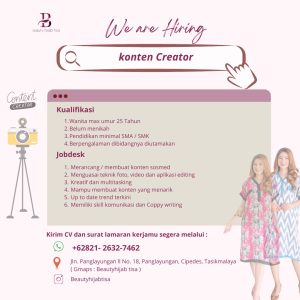 Lowongan Kerja Beauty Hijab Tisa Penempatan Tasikmalaya, Pendidikan Minimal SMA/SMK