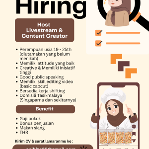 Lowongan Kerja Host Live Streaming & Content Creator Penempatan Tasikmalaya, Deadline 30 November 2024